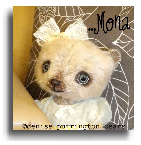 Mona available on Etsy from handmade mohair teddy bear artist Denise Purrington